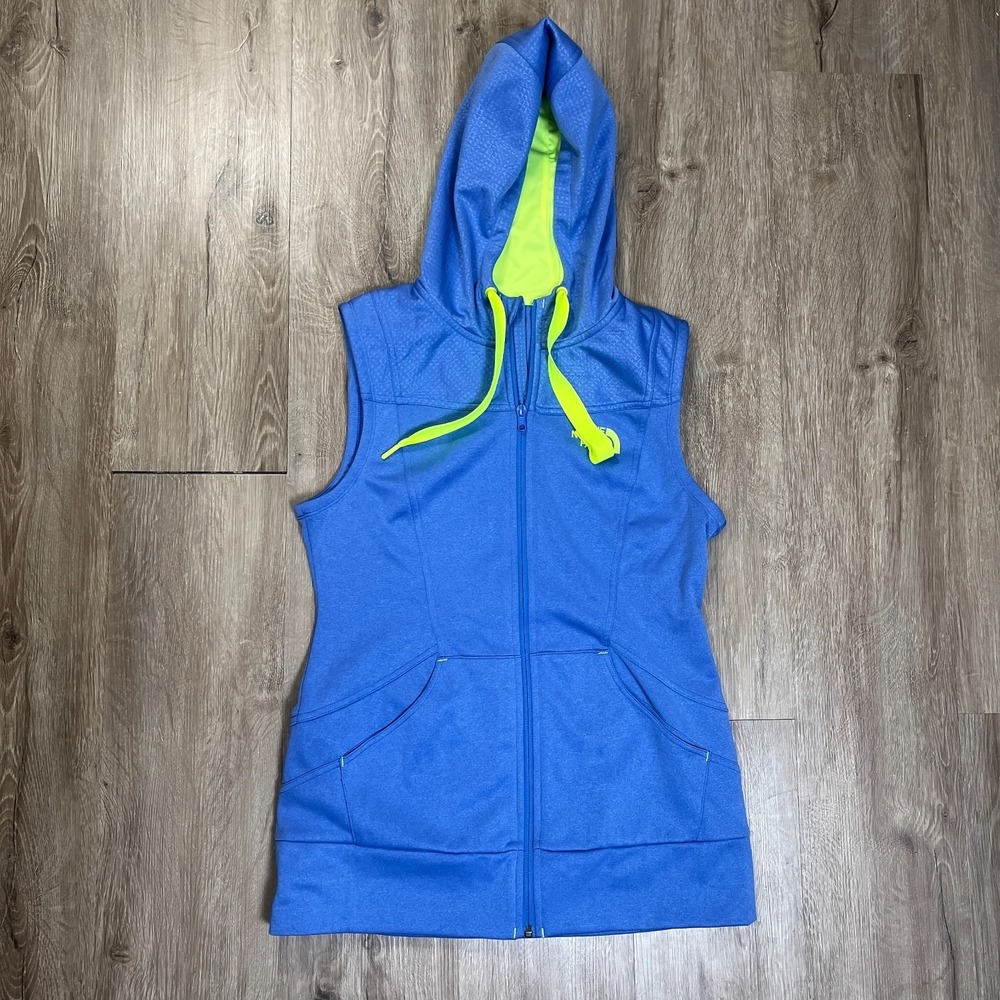 The North Face Suprema Womens Size M Hooded Vest Full Zip Blue Yellow Medium
